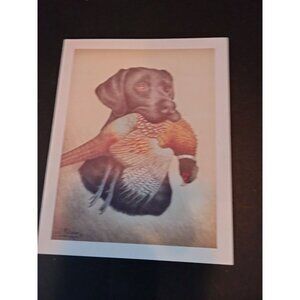 Black Labrador Retriever Pheasant Note Card Carle J Melichar  1994 Blank USA